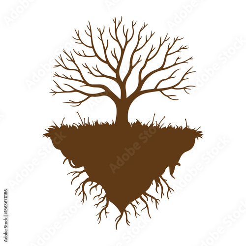  Floating Island Tree Silhouette - Nature And Growth Concept.