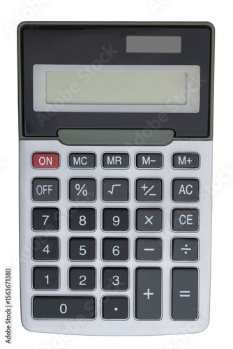 Silver and black calculator isolated on white