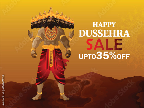 Lord rama killing ravana in dussehra festival vector illustration