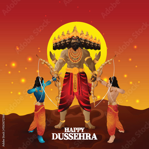 Happy dussehra vijayadashami hindu festival design concept
