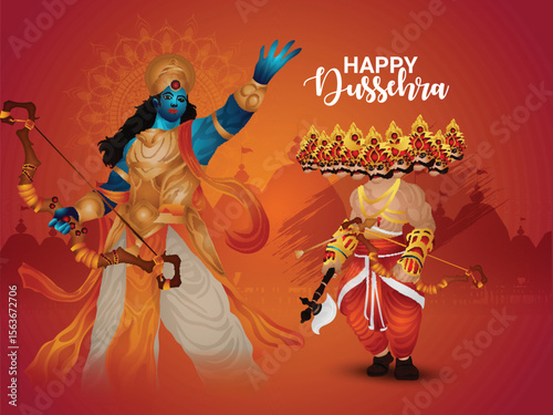 Happy dussehra vijayadashami hindu festival design concept