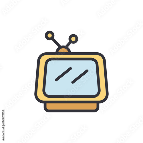 Charming Vintage Television Cartoon Icon With Antenna Design