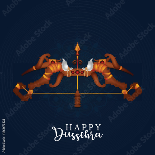 Happy dussehra wishing greeeting card with vector illustration