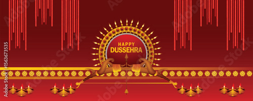 Creative hindu festival happy dussehra celebration design concept