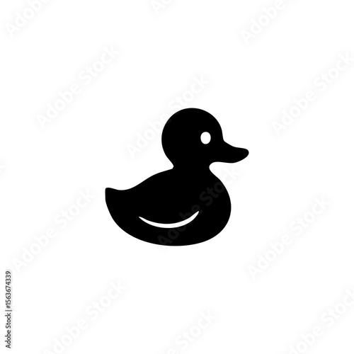 Simple black silhouette of a rubber duck