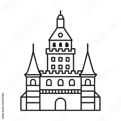 line art of european culture czech castle tower