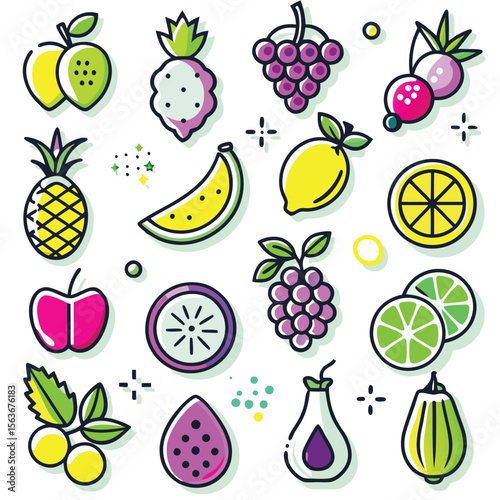 Colorful fruit icons