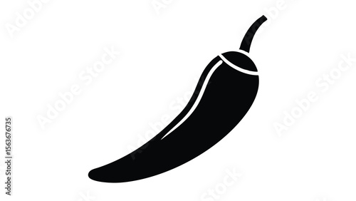 Spicy Chili Pepper Icon Black and White Vector Illustration