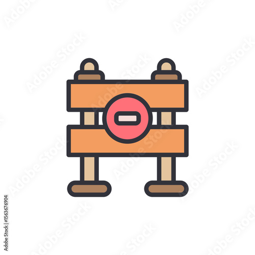 Warning Road Barrier With Stop Sign Design On Transparent Layer