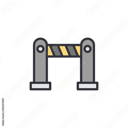 Isolated Symbolizing Road Barrier With Yellow And Gray Stripe Design