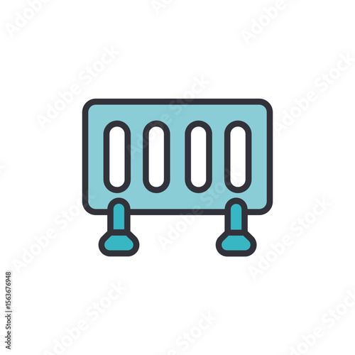 Stylized Baby Crib Railing Illustration In Pastel Blue Hues Design