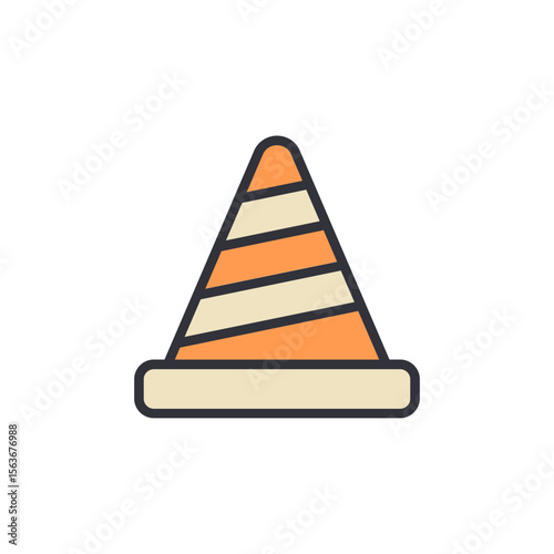 Cartoonish Illustration Of A Striped Traffic Cone On Transparent Backdrop