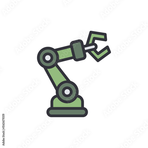 Stylized Illustration Of A Green Robotic Arm With A Gripping Claw