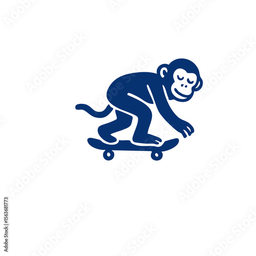 A monkey is skateboarding