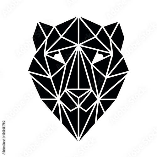 abstract lion skull  with geometric lines
