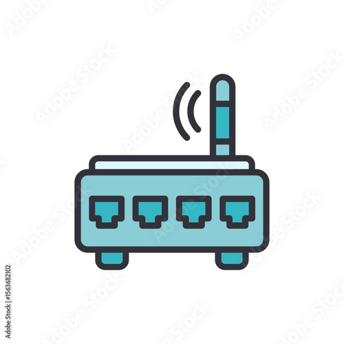 Stylized Router Icon Illustrating Wireless Network Connectivity Technology