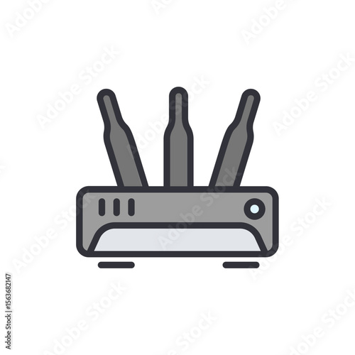 Modern Router Illustration With Antennas For Wireless Communication