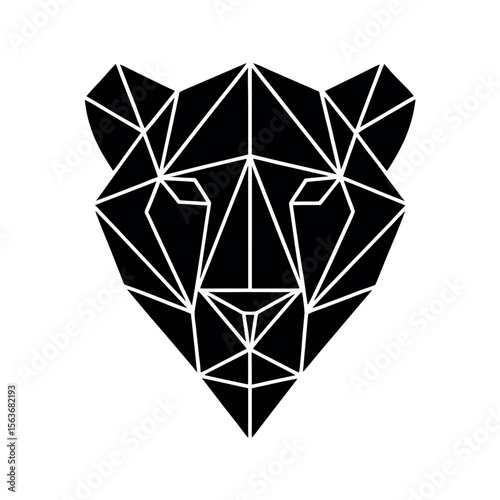 abstract lion skull  with geometric lines 