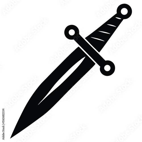 Medieval Dagger Icon Black and White Illustration