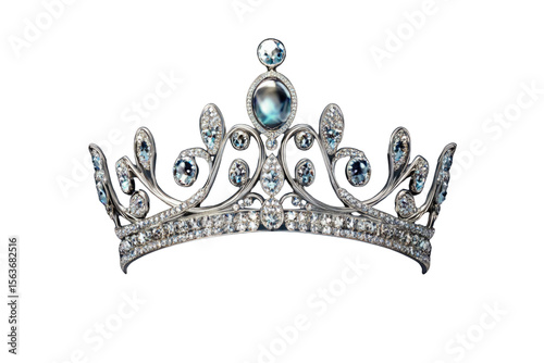 Tiara jewellery silver crown isolated on transparent background PNG