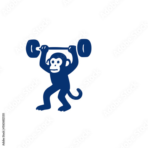 A monkey lifting a barbell