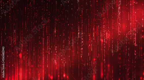 Abstract red digital code electronic computer background.