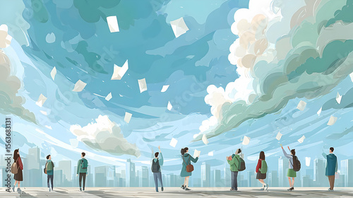 throwing papers in air after achieving milestone