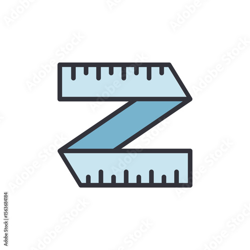 Isolated Zigzag Shaped Measuring Tape For Tailoring And Sewing Projects