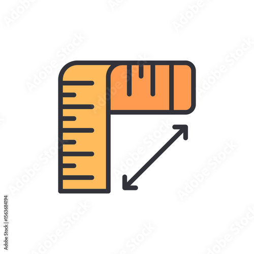 Orange Measuring Tool Depicting The Concept Of Dimensions And Measurement