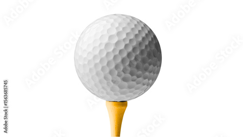 Transparent Background: A dimpled white golf ball perfectly balanced on a yellow tee, poised for a powerful drive, symbolizing precision, sport, and leisure.

