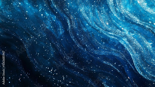 Mystic Celestial Dance: A mesmerizing cosmic ballet unfolds, as swirling blues and shimmering whites evoke a sense of wonder and infinite space, drawing viewers into an ethereal realm.