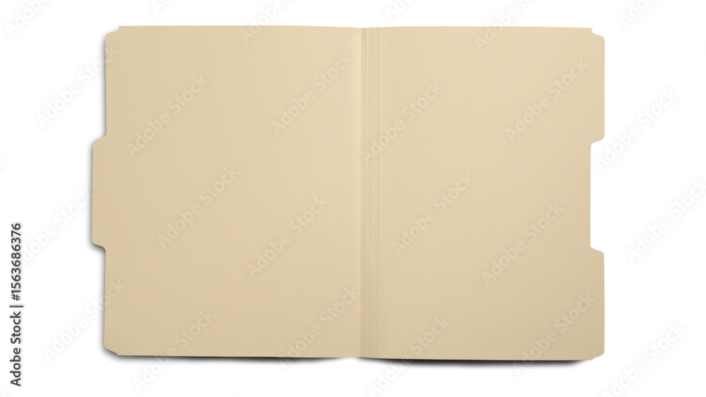 Αυτοκόλλητο Transparent Background: An open manila file folder, presenting blank pages perfect for organization, documentation, or illustrating business and office concepts