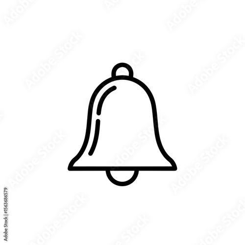 Clean line art vector illustration of a minimalist digital notification bell icon symbolizing communication alerts reminders and app interface elements perfect for website design