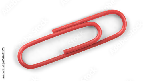 Transparent Background: Realistic Red Paper Clip with Subtle Shadow, Perfect for Stationery Designs, Office Themes, or Digital Attachments.

