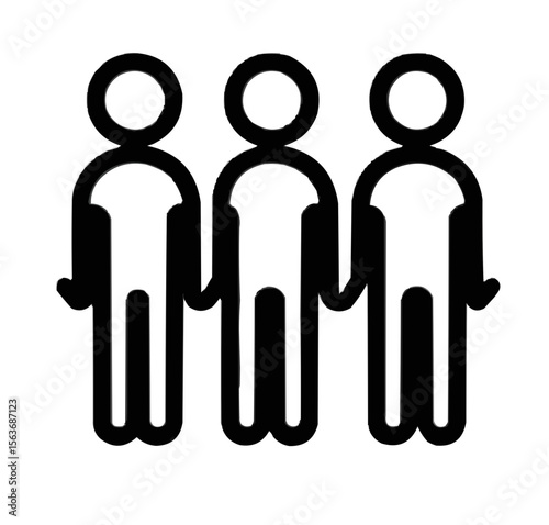 Group with cane,   simple line.  icon. Editable line icons. Vector illustration.