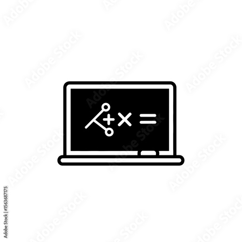 Visual representation of complex problem solving or scientific equation displayed on a laptop screen symbolizing digital education and technology integration in modern learning