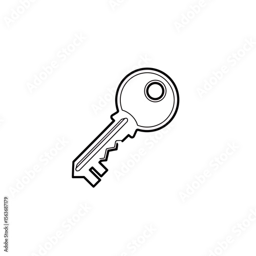 Simple outline sketch of a traditional metal key object representing concepts of access security privacy and unlocking digital or physical barriers vector illustration graphic