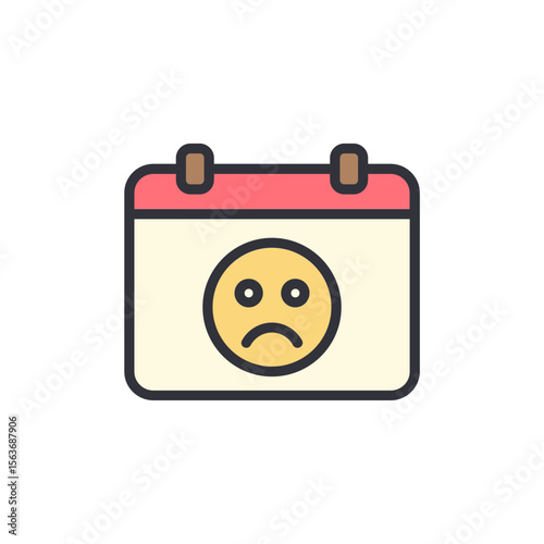 Depicting Disappointment Calendar With A Sad Emoji On Transparent Stage