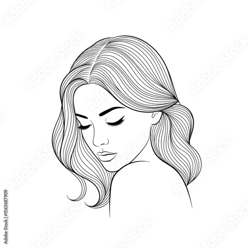 Sleeping woman – peaceful closed eyes sketch