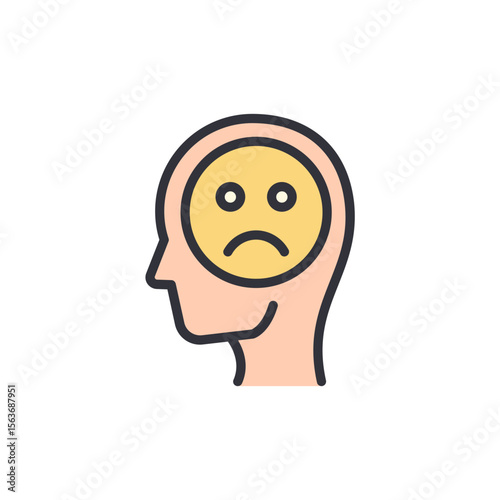 Human Head With Sad Expression Depicting Psychological Emotions