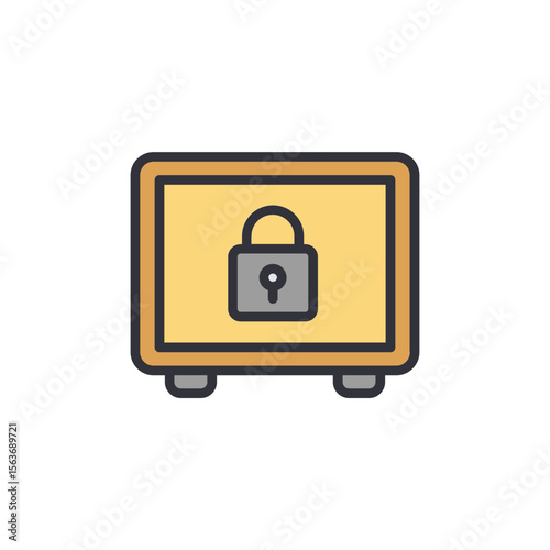 Illustration Of A Safe With A Padlock For Valuables Protection