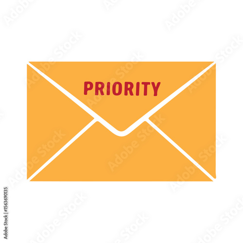 Orange envelope with priority text mail letter
