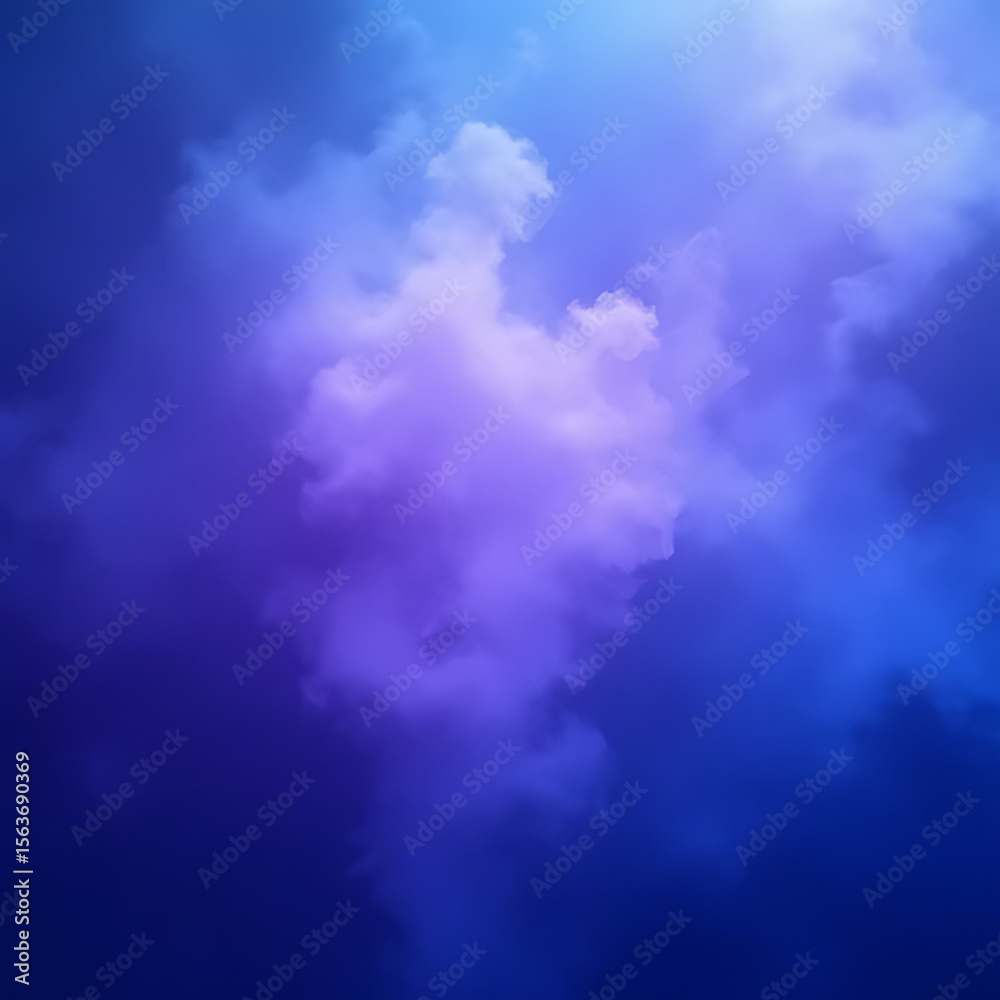 Abstract cloudscape with gradient of blue and purple hues featuring fluffy cloud formations and a soft, ethereal glow Abstract cloudscape with gradient of blue and purple hues featuring fluffy cloud formations and a soft, ethereal glow