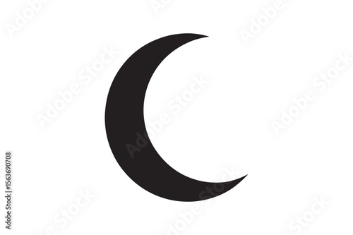 crescent moon silhouette vector art illustration on white background