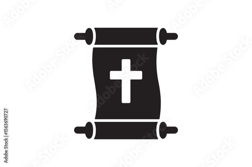 blessing scroll silhouette vector art illustration on white background