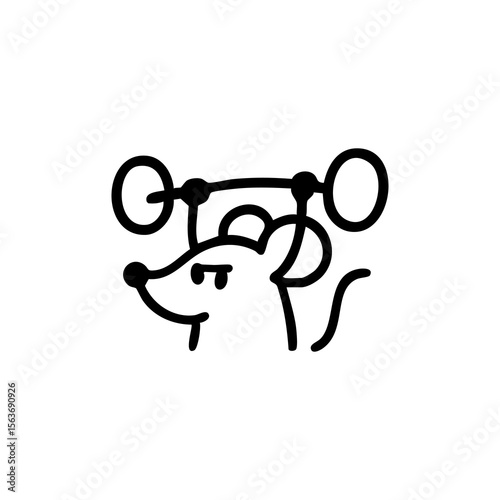 A cartoon mouse lifting a barbell