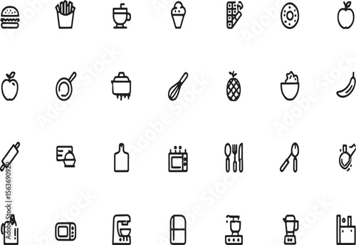 Food Icons A Collection of Culinary Line Art Graphics