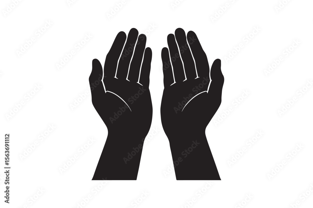 Obraz premium dua hands silhouette vector art illustration on white background
