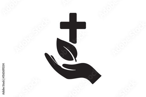 faith and healing icon silhouette vector art illustration on white background