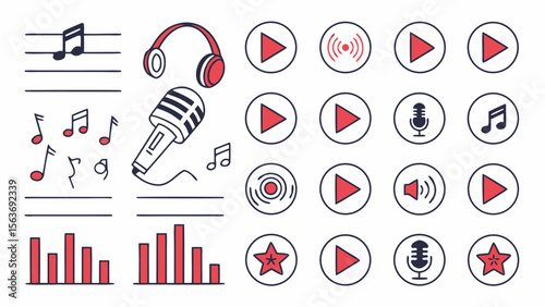 media vector illustration of a set of icons